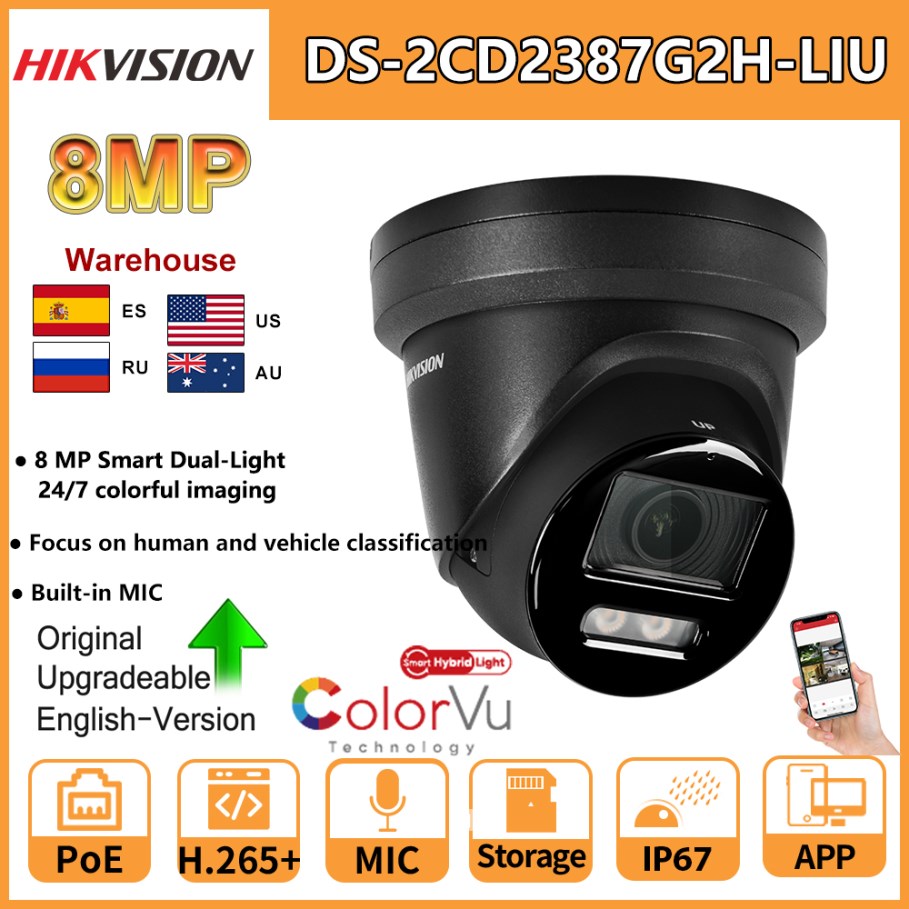 Outdoor Lighting Under Roof - Hikvision 8MP IP-Kamera DS-2CD2387G2H-LIU 4K Smart
