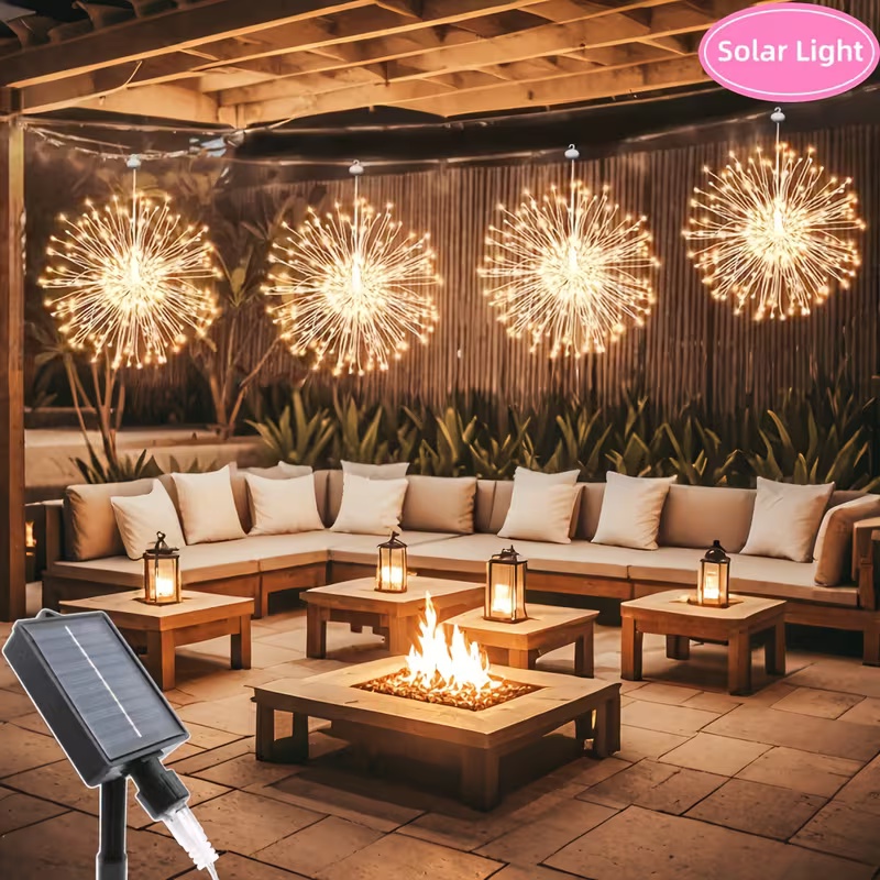Outdoor Lighting For Your Yard - LED-Solar-Feuerwerkslichter zum Aufhängen, acht Modi. Die