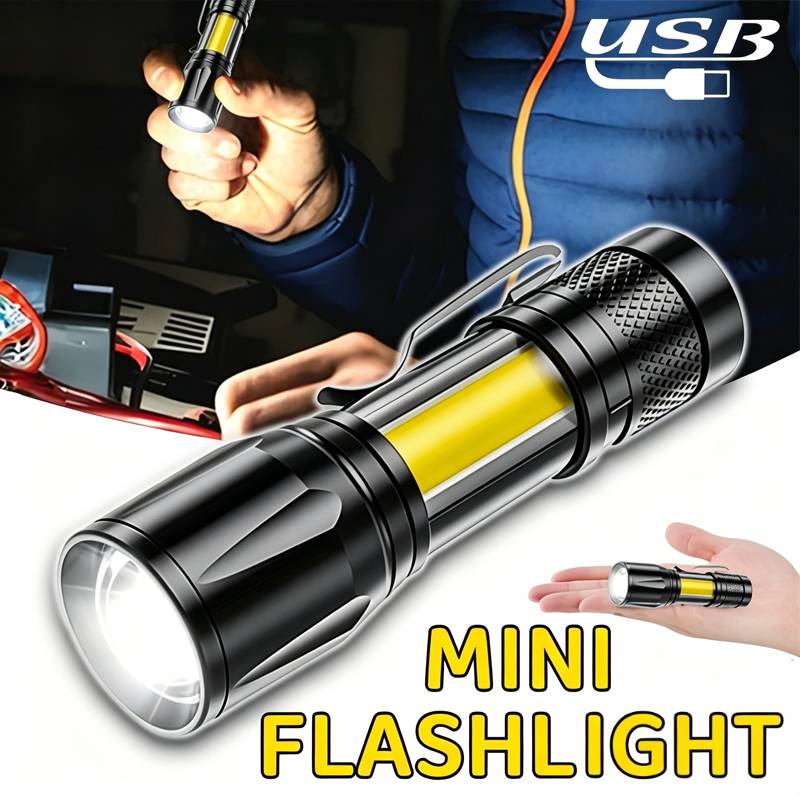 Outdoor Lighting Black - Mini-LED-Taschenlampe, COB-Flutlicht, tragbare Arbeitstaschenlampe, wiederaufladbare USB-Laterne,