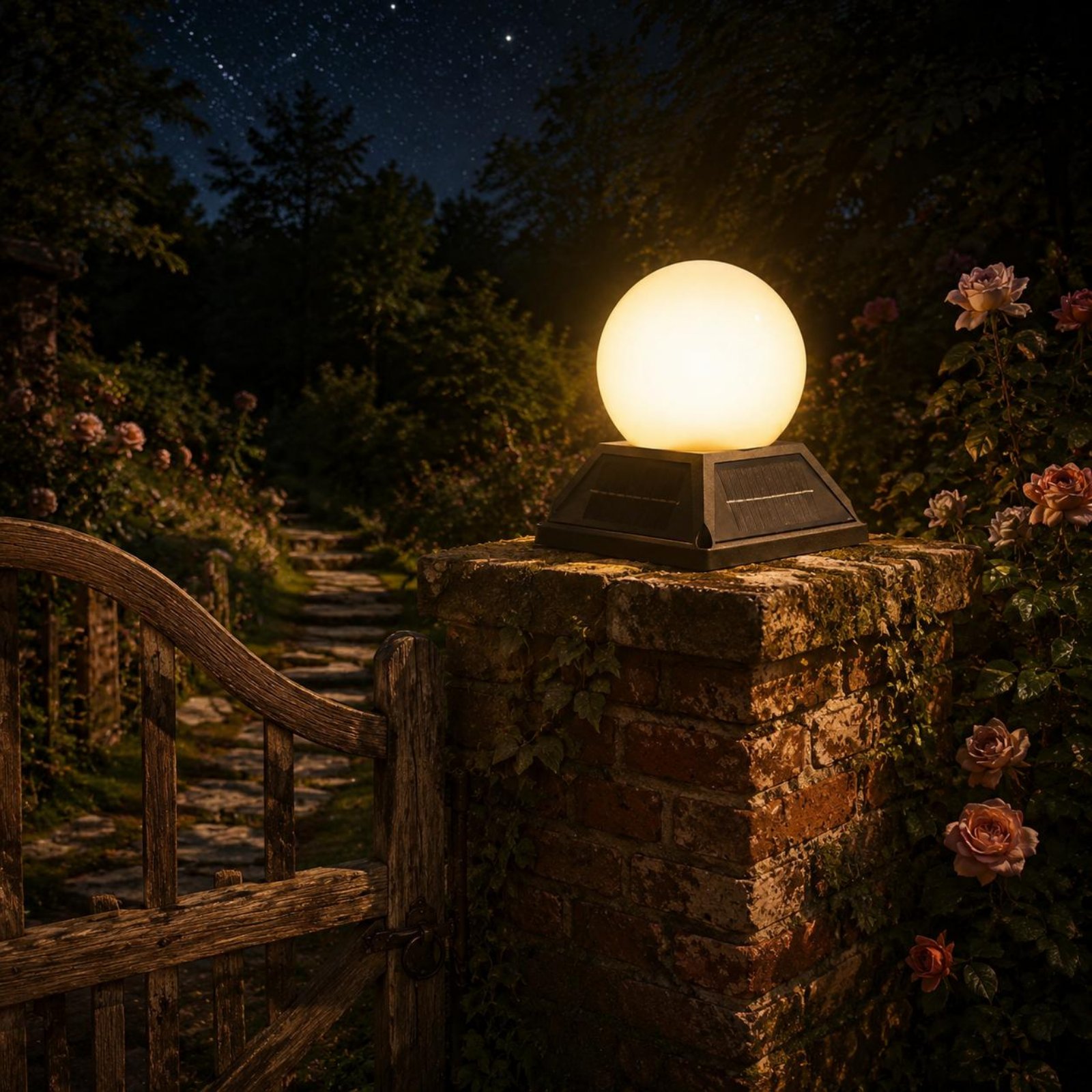 Outdoor Lighting Wireless - Solar-Pfostenkappenleuchte mit kabellosem Controller, Solar-Säulenleuchte, Pfostenkappenlampe,