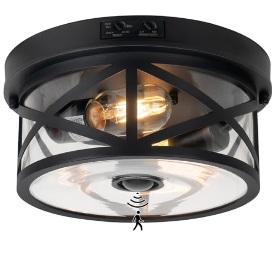 Outdoor Lighting Black - Deckenleuchte mit Bewegungsmelder für den Außenbereich,