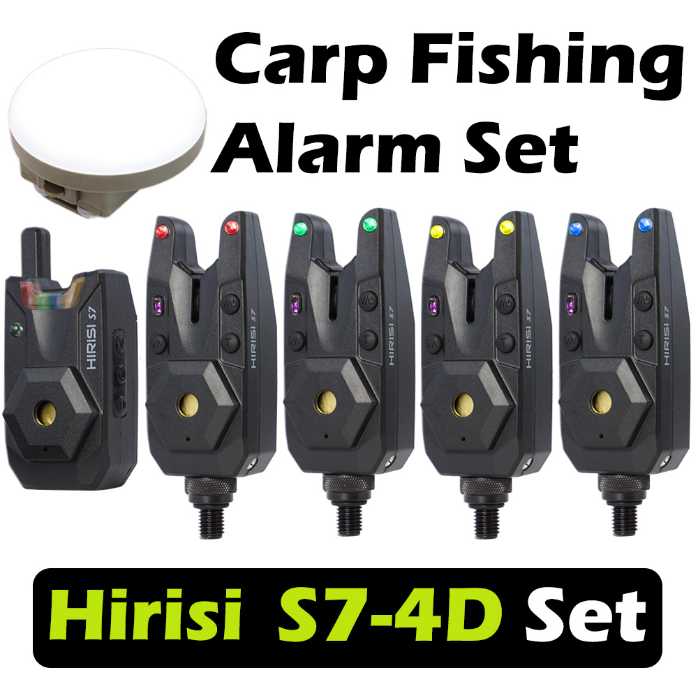 Outdoor Lighting Wireless - Hirisi S7-4D Kabelloses Karpfenangel-Bissalarm-Set Wasserdichter Bissanzeiger