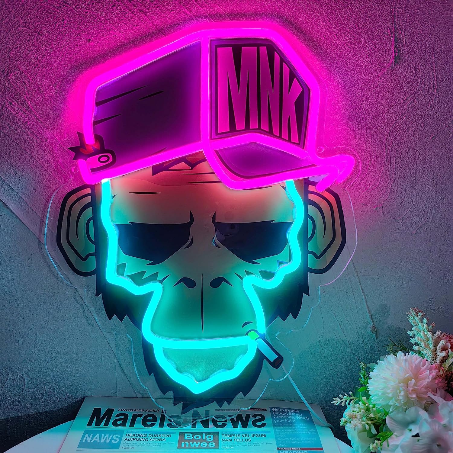 Outdoor Lighting Unique - Cooler Affe mit Hut Neon-Schild LED-Wandkunst