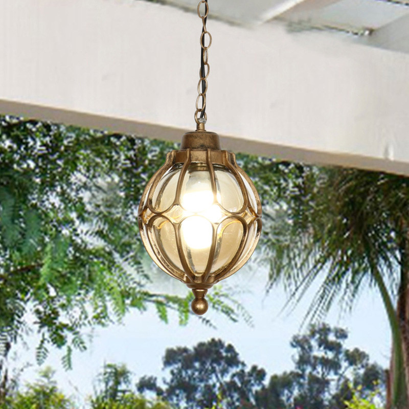 Outdoor Lighting Unique - Schwarze Außenpendelleuchten mit Glasschirm, Vintage-Bronze, hängende